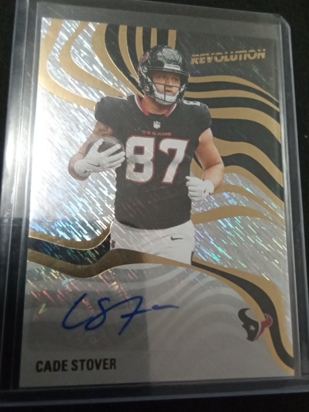 Panini Cade Stover Autograph Card - Black, White, Gold 2025 Revolution Storm.